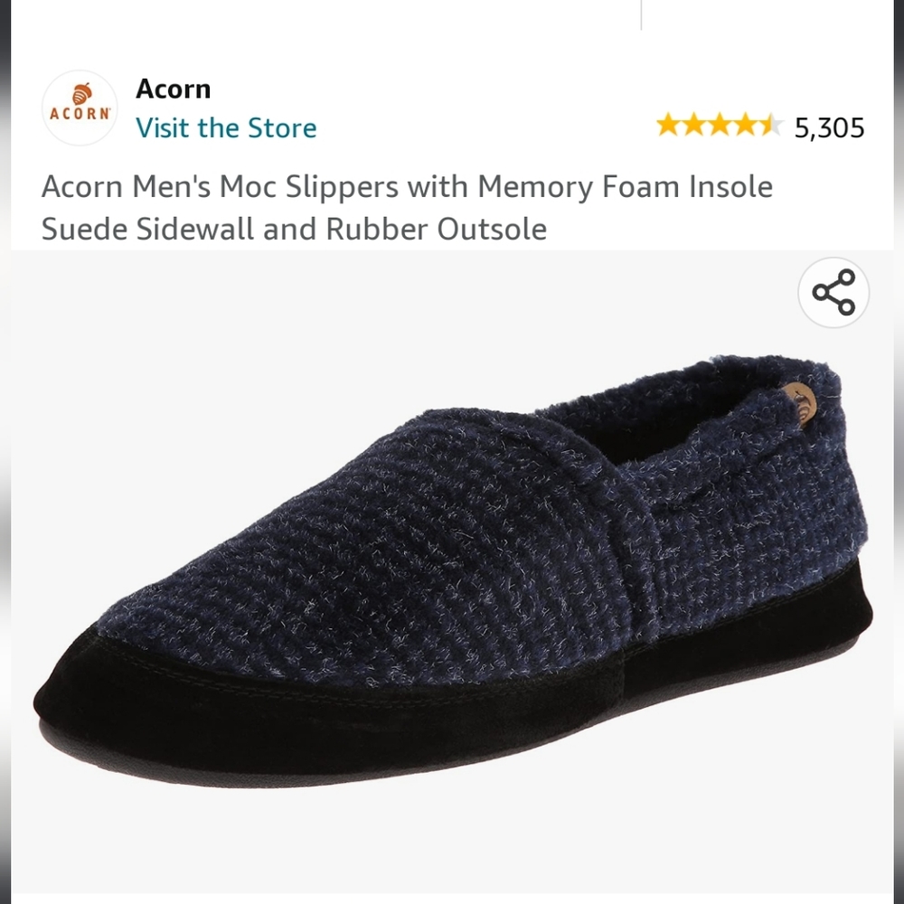 NWT Acorn Men's moccasins 9-10